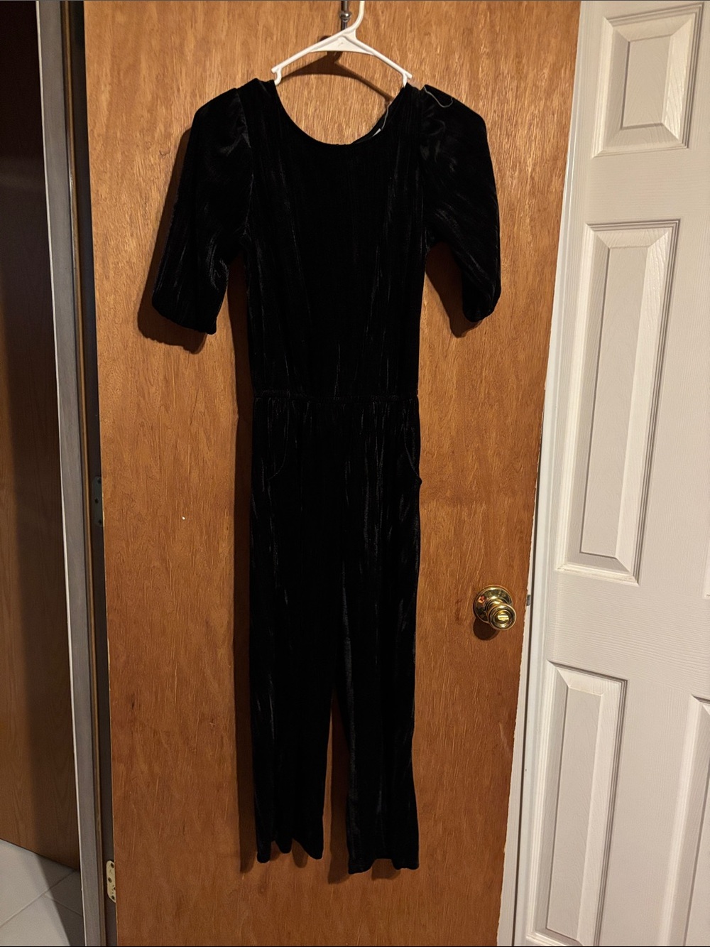 Cat & Jack Black Velvet Puff-Sleeve One-Piece